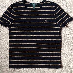Ralph Lauren Striped Cotton T-shirt (black & gold)
